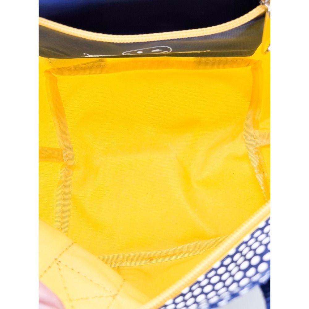 Joe Boxer Mini Spring Summer Zip Tote Yellow Blue Polka Dots Max Loud Y2K - Picture 7 of 9